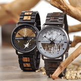 Men's Round Shaped Mechanical Wooden Watch - Dazpy