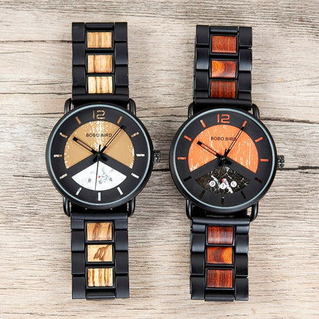 Men's Round Shaped Mechanical Wooden Watch - Dazpy