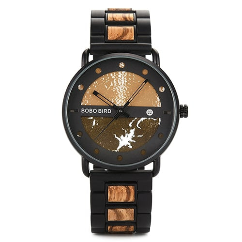 Men's Round Shaped Mechanical Wooden Watch - Dazpy