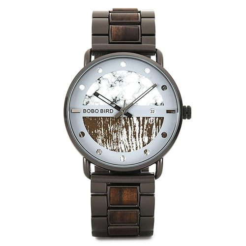 Men's Round Shaped Mechanical Wooden Watch - Dazpy