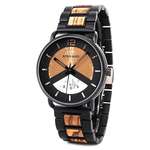 Men's Round Shaped Mechanical Wooden Watch - Dazpy