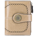 Wallet Women's Short Oil Wax Leather Zipper Card Holder