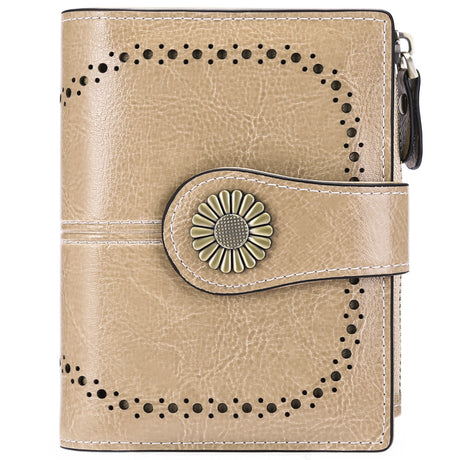 Wallet Women's Short Oil Wax Leather Zipper Card Holder - Dazpy