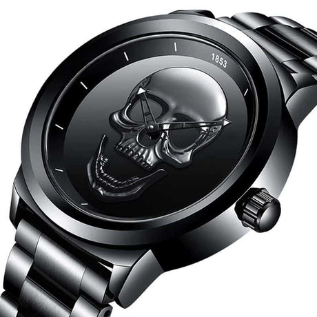 Men's Stainless Steel Skull Watch - Dazpy