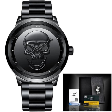 Men's Stainless Steel Skull Watch - Dazpy