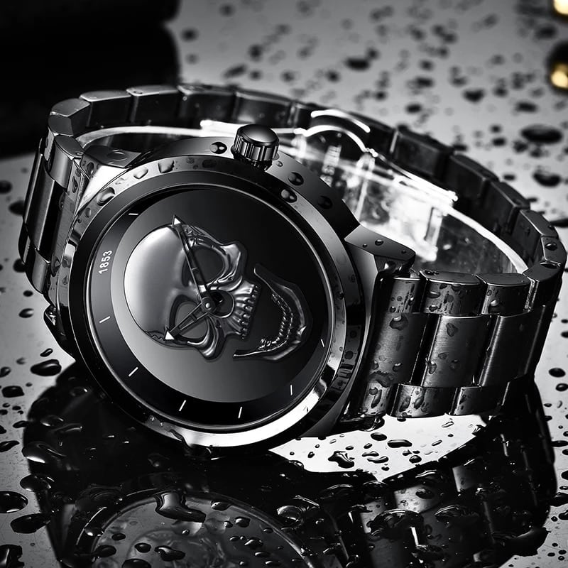 Men's Stainless Steel Skull Watch - Dazpy