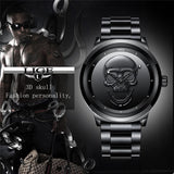 Men's Stainless Steel Skull Watch - Dazpy