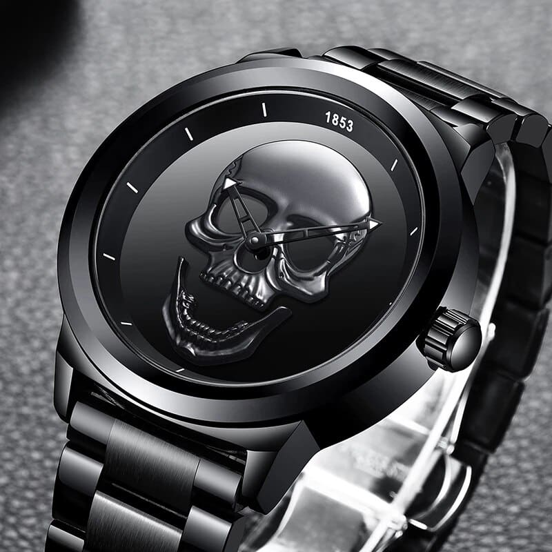 Men's Stainless Steel Skull Watch - Dazpy