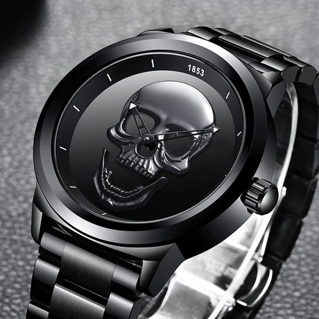 Men's Stainless Steel Skull Watch - Dazpy