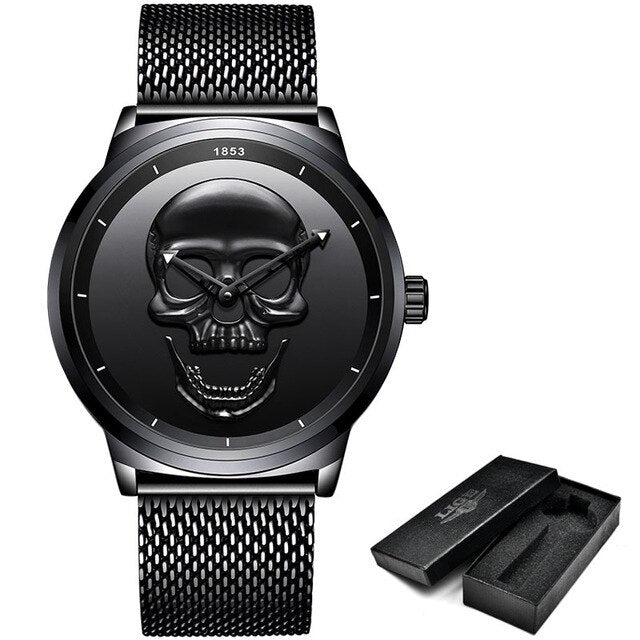 Men's Stainless Steel Skull Watch - Dazpy