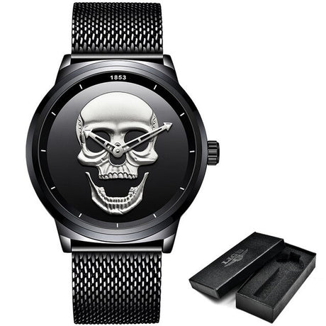 Men's Stainless Steel Skull Watch - Dazpy