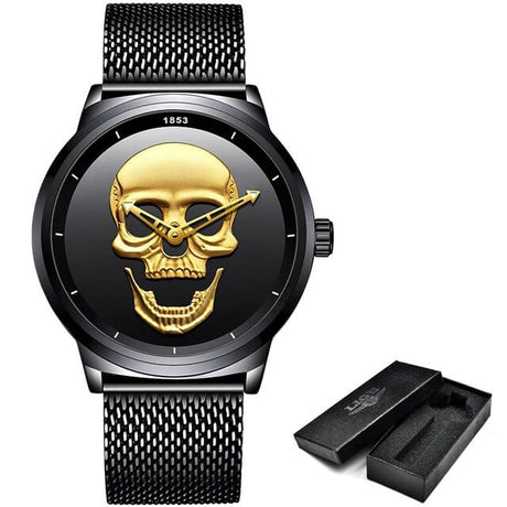 Men's Stainless Steel Skull Watch - Dazpy