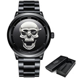 Men's Stainless Steel Skull Watch - Dazpy