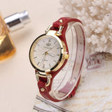 Women's Stylish Wristwatch with Thin Leather Band - Dazpy