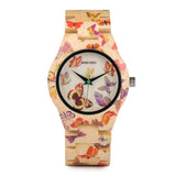 Butterfly Printed Bamboo Wood Women's Watches - Dazpy