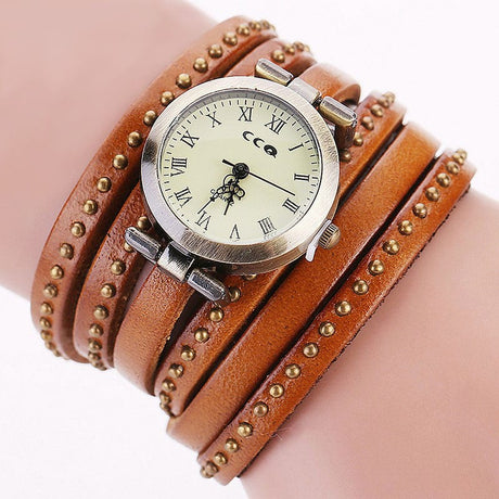 Women's Rivet Leather Bracelet Watch - Dazpy