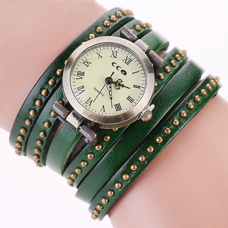 Women's Rivet Leather Bracelet Watch - Dazpy