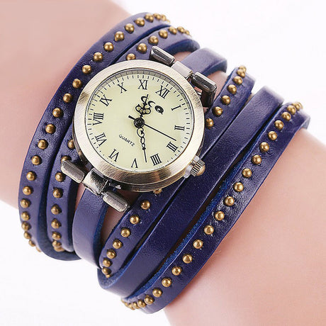 Women's Rivet Leather Bracelet Watch - Dazpy