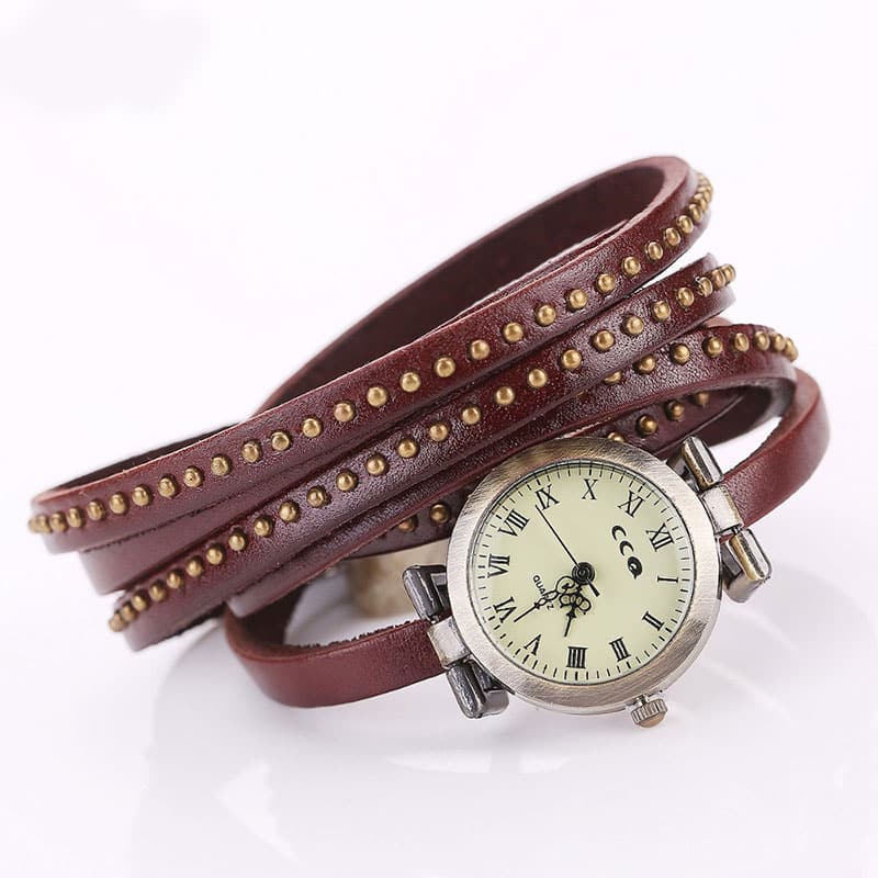 Women's Rivet Leather Bracelet Watch - Dazpy