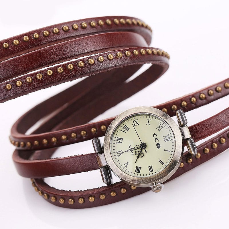 Women's Rivet Leather Bracelet Watch - Dazpy