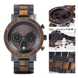 Men's Stainless Steel and Wood Watch - Dazpy