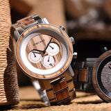 Men's Stainless Steel and Wood Watch - Dazpy