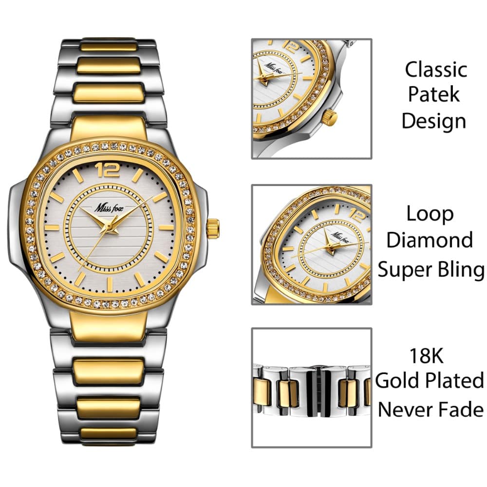 Women's Square Wrist Watch with Diamonds - Dazpy