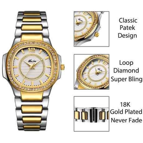 Women's Square Wrist Watch with Diamonds - Dazpy