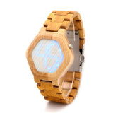 Luminous LED Display Bamboo Wood Digital Men's Watches - Dazpy