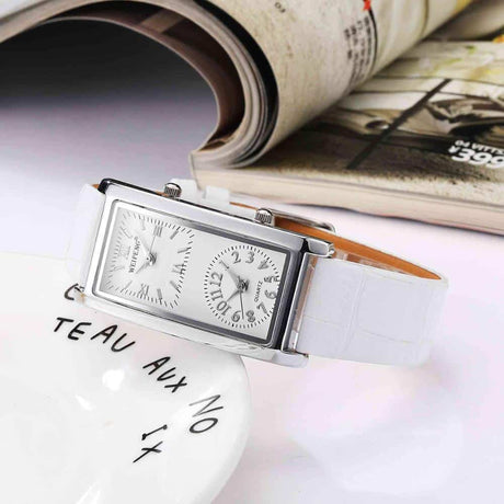 Women's Dual Dial Rectangular Quartz Watches - Dazpy