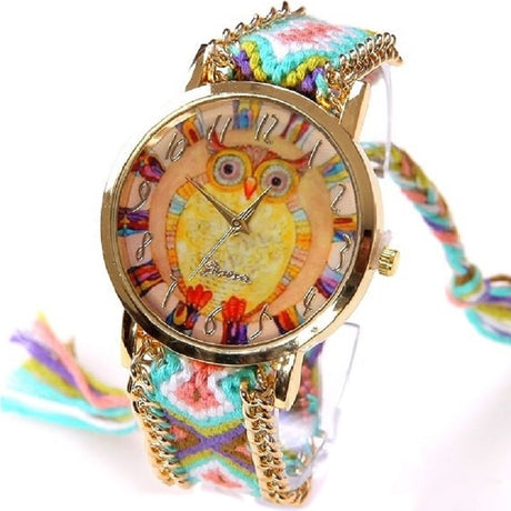 Ethnic Rainbow Watches With Owl Image - Dazpy