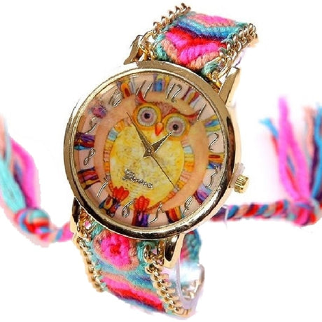 Ethnic Rainbow Watches With Owl Image - Dazpy