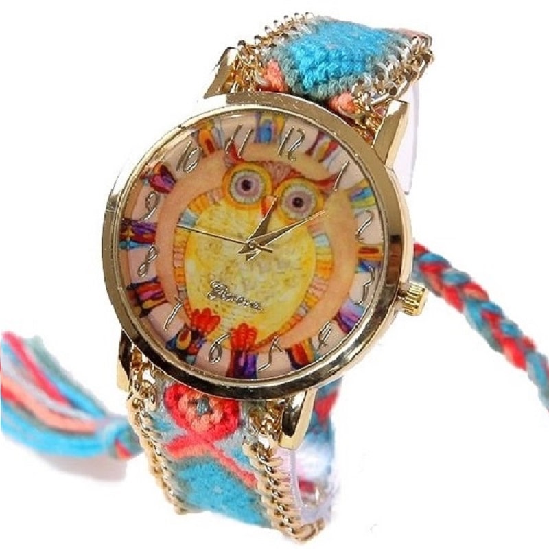 Ethnic Rainbow Watches With Owl Image - Dazpy