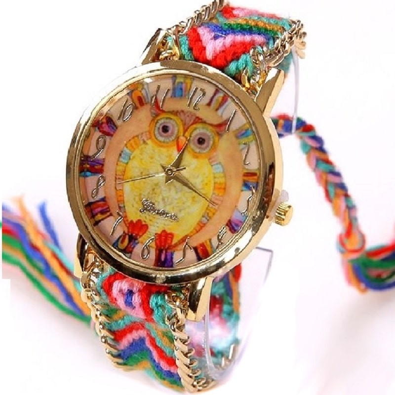 Ethnic Rainbow Watches With Owl Image - Dazpy