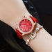 Casual  Women's Wristwatches with Rhinestone Decor and Leather Strap - Dazpy