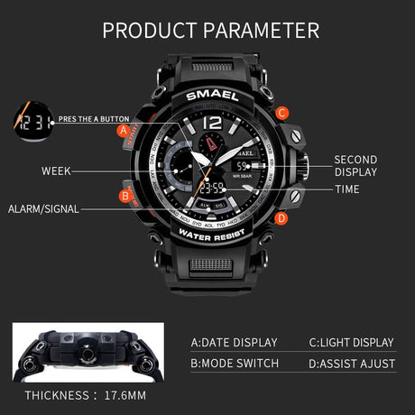 Military Waterproof Sports Watches With Dual Display for Men - Dazpy