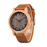 Round Bamboo Wood Watches With Leather Band - Dazpy