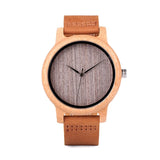 Round Bamboo Wood Watches With Leather Band - Dazpy