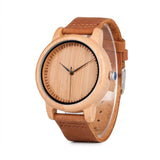 Round Bamboo Wood Watches With Leather Band - Dazpy