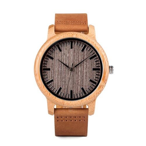 Round Bamboo Wood Watches With Leather Band - Dazpy