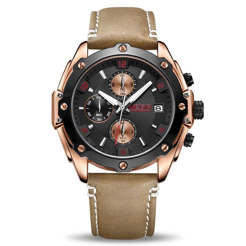 Casual Quartz Watches for Men with Leather Strap - Dazpy