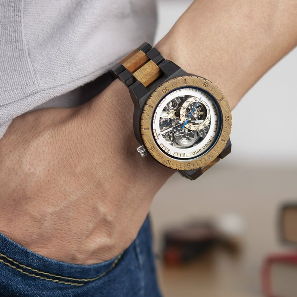 Men's Mechanical Wooden Watches - Dazpy