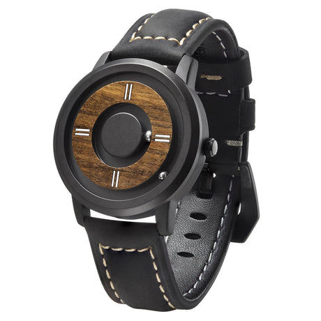 Men's Wooden Dial Watch with Leather Strap - Dazpy