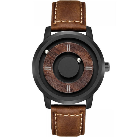 Men's Wooden Dial Watch with Leather Strap - Dazpy