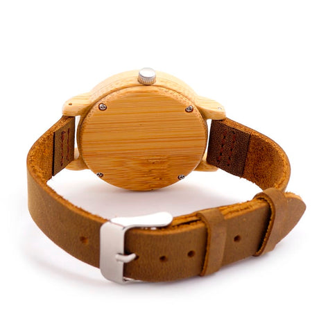 Women's Bamboo Watch with No Numbers Dial - Dazpy