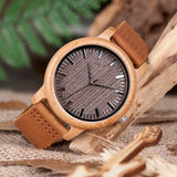 Elegant Genuine Leather Bamboo Wood Men's Watches - Dazpy