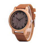 Elegant Genuine Leather Bamboo Wood Men's Watches - Dazpy