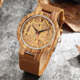 Geometric Printed Bamboo Wood Women's Watches - Dazpy