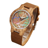 Geometric Printed Bamboo Wood Women's Watches - Dazpy