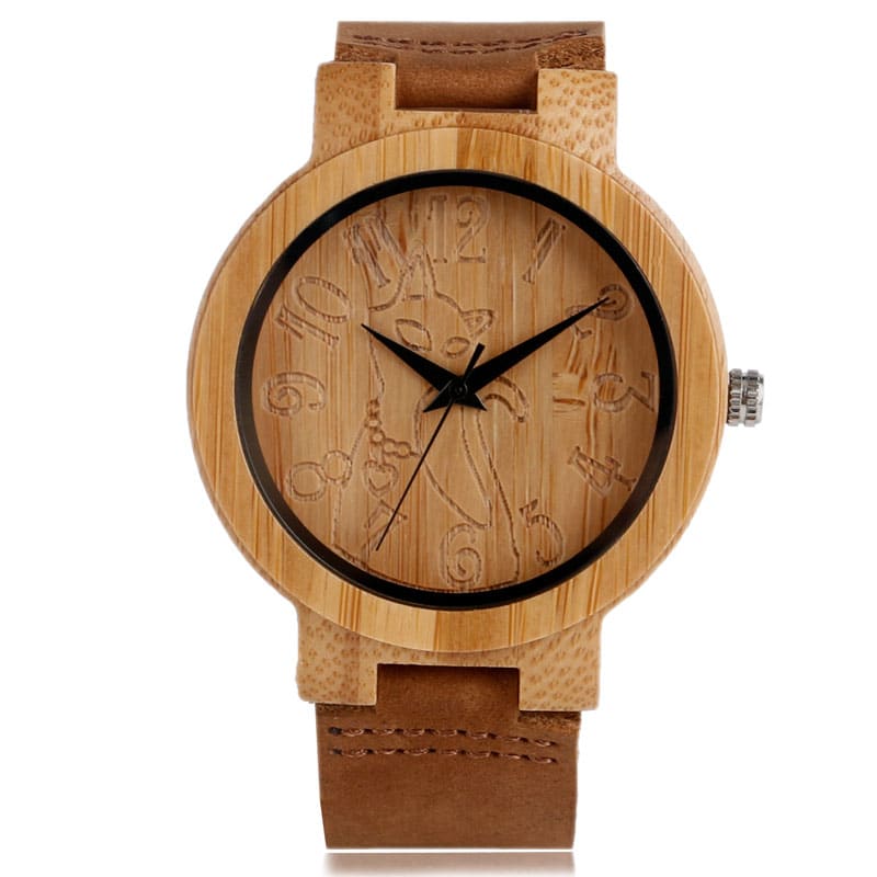 Women's Lovely Cat Bamboo Watch - Dazpy